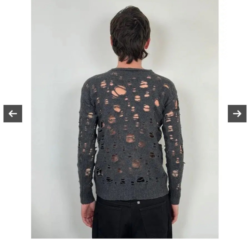 Diesel Grey Ripped Distressed Sweater | - Picture 6 of 8